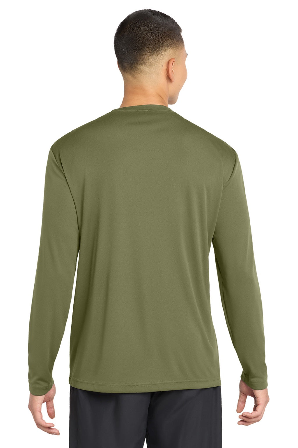 Sport-Tek Mens Competitor Moisture Wicking Long Sleeve Crewneck T-Shirt - Olive Drab Green