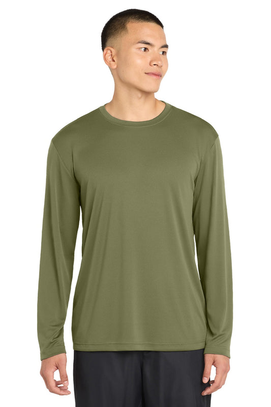 Sport-Tek Mens Competitor Moisture Wicking Long Sleeve Crewneck T-Shirt - Olive Drab Green