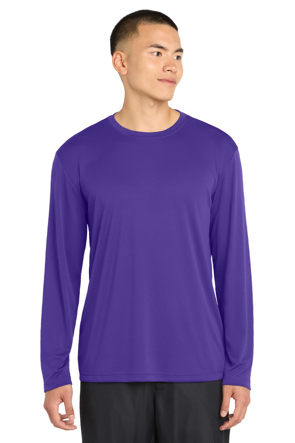 Sport-Tek Mens Competitor Moisture Wicking Long Sleeve Crewneck T-Shirt - Purple