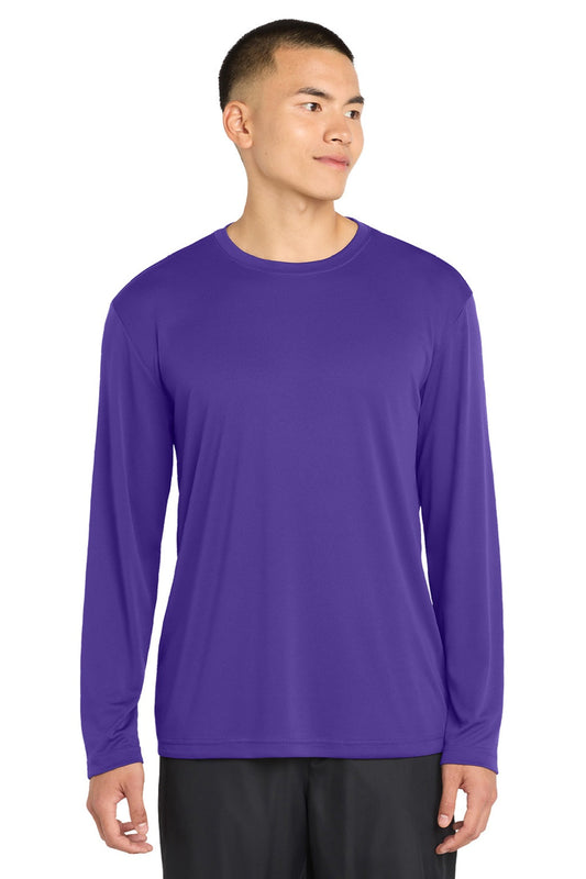Sport-Tek Mens Competitor Moisture Wicking Long Sleeve Crewneck T-Shirt - Purple