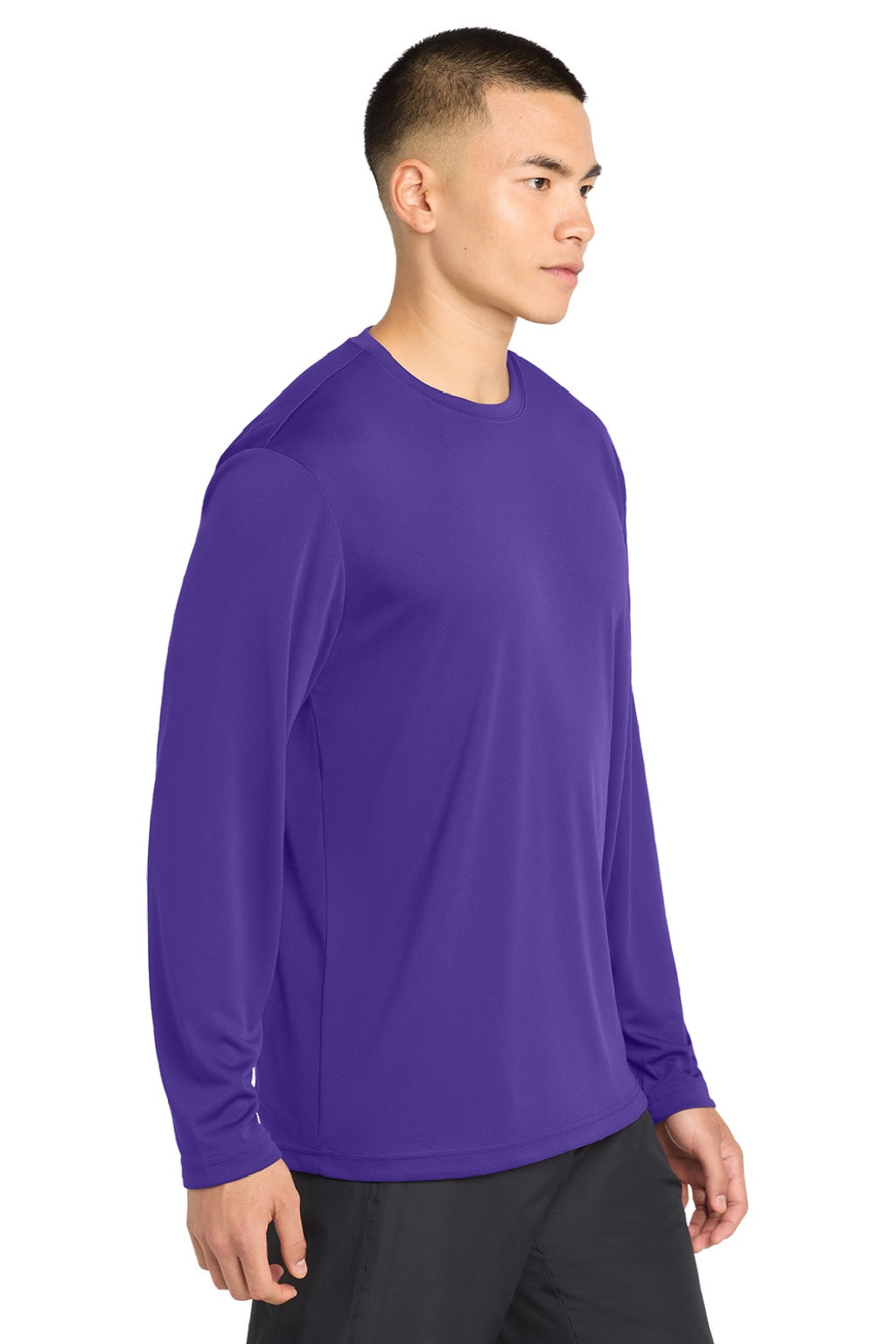 Sport-Tek Mens Competitor Moisture Wicking Long Sleeve Crewneck T-Shirt - Purple