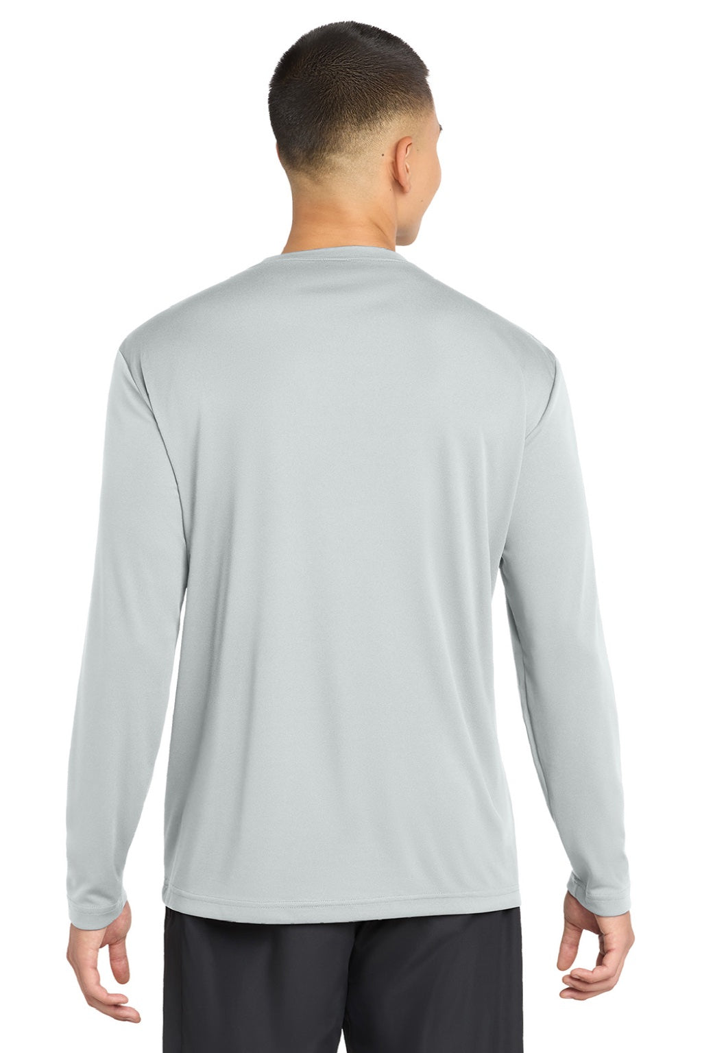 Sport-Tek Mens Competitor Moisture Wicking Long Sleeve Crewneck T-Shirt - Silver Grey