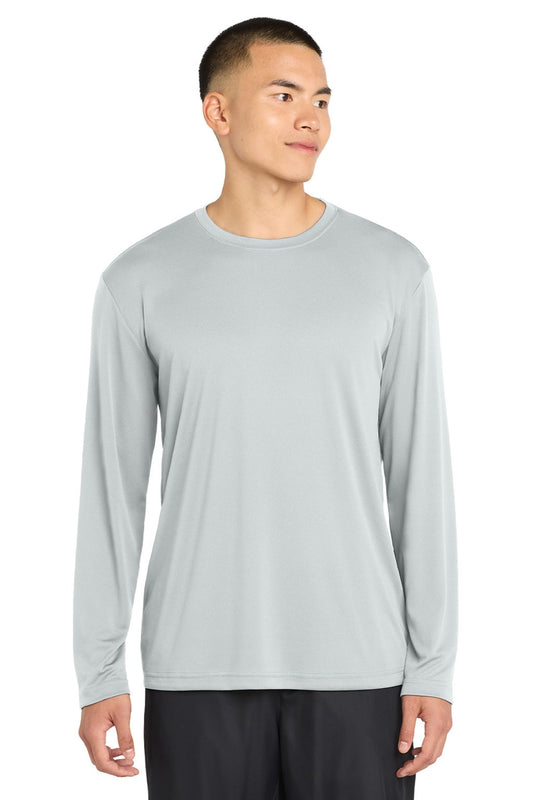 Sport-Tek Mens Competitor Moisture Wicking Long Sleeve Crewneck T-Shirt - Silver Grey