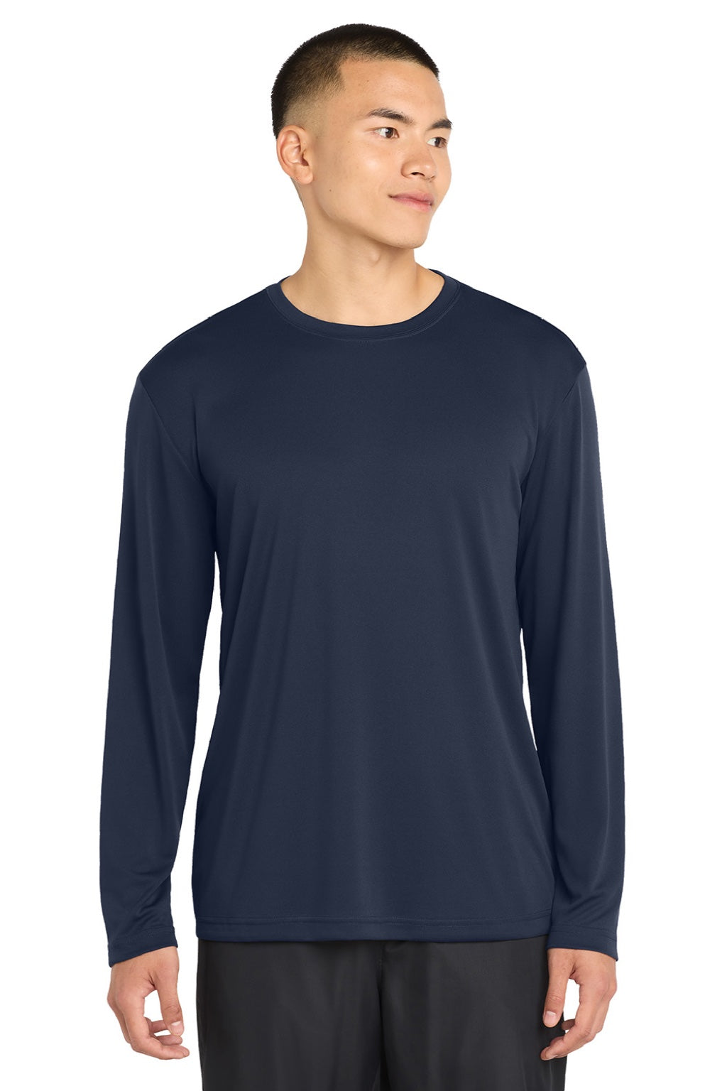 Sport-Tek Mens Competitor Moisture Wicking Long Sleeve Crewneck T-Shirt - True Navy Blue