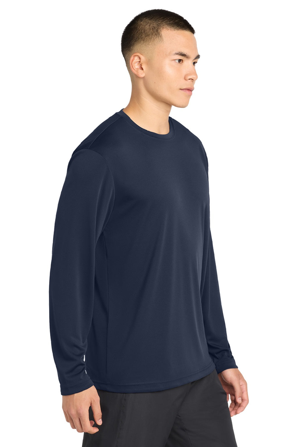 Sport-Tek Mens Competitor Moisture Wicking Long Sleeve Crewneck T-Shirt - True Navy Blue