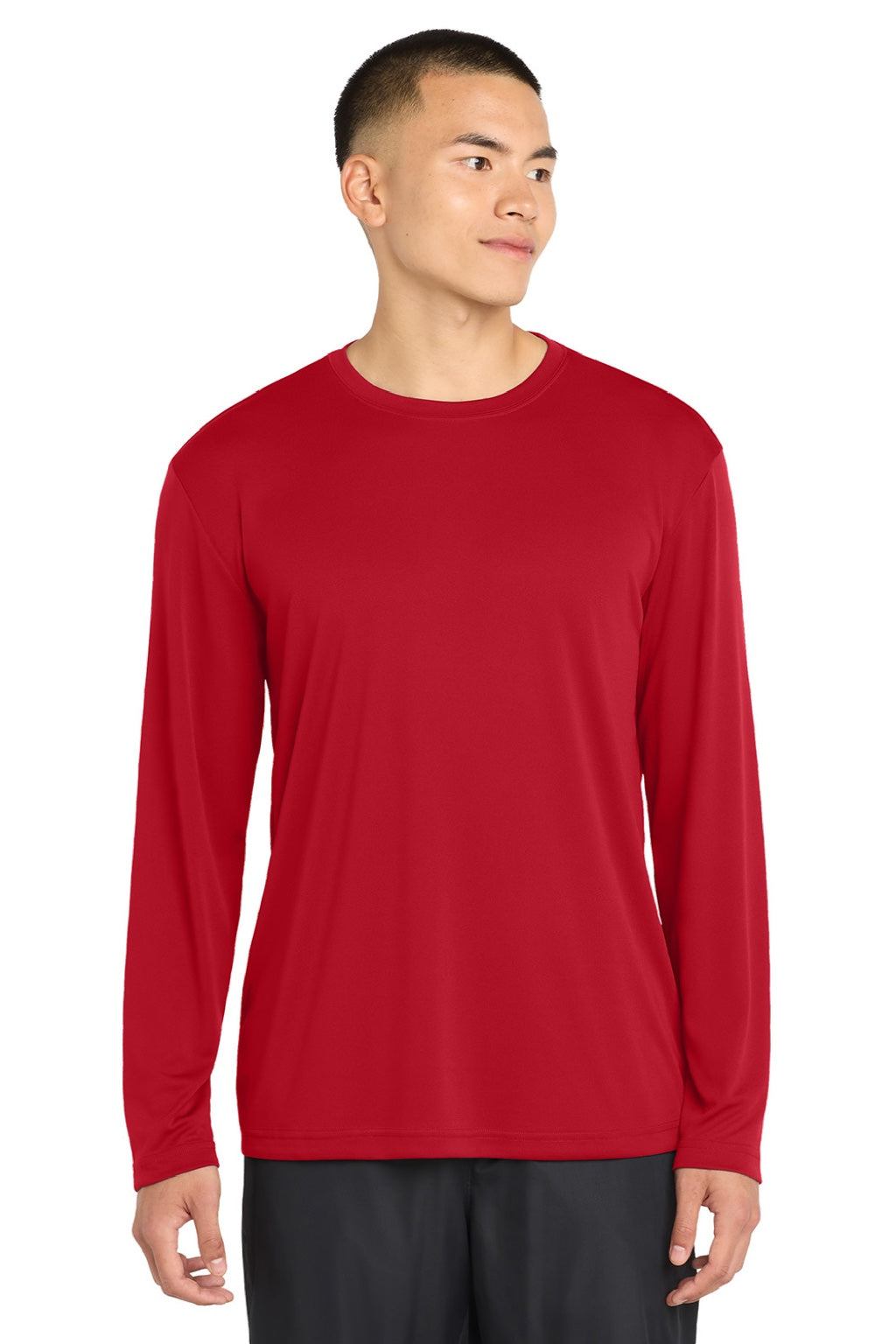 Sport-Tek Mens Competitor Moisture Wicking Long Sleeve Crewneck T-Shirt - True Red