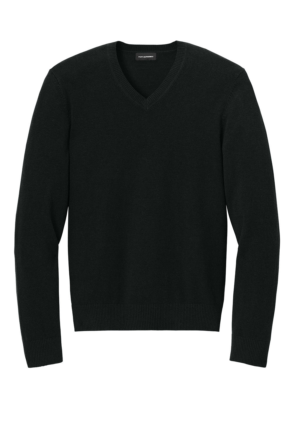 Mens Easy Care Long Sleeve V-Neck Sweater - Deep Black