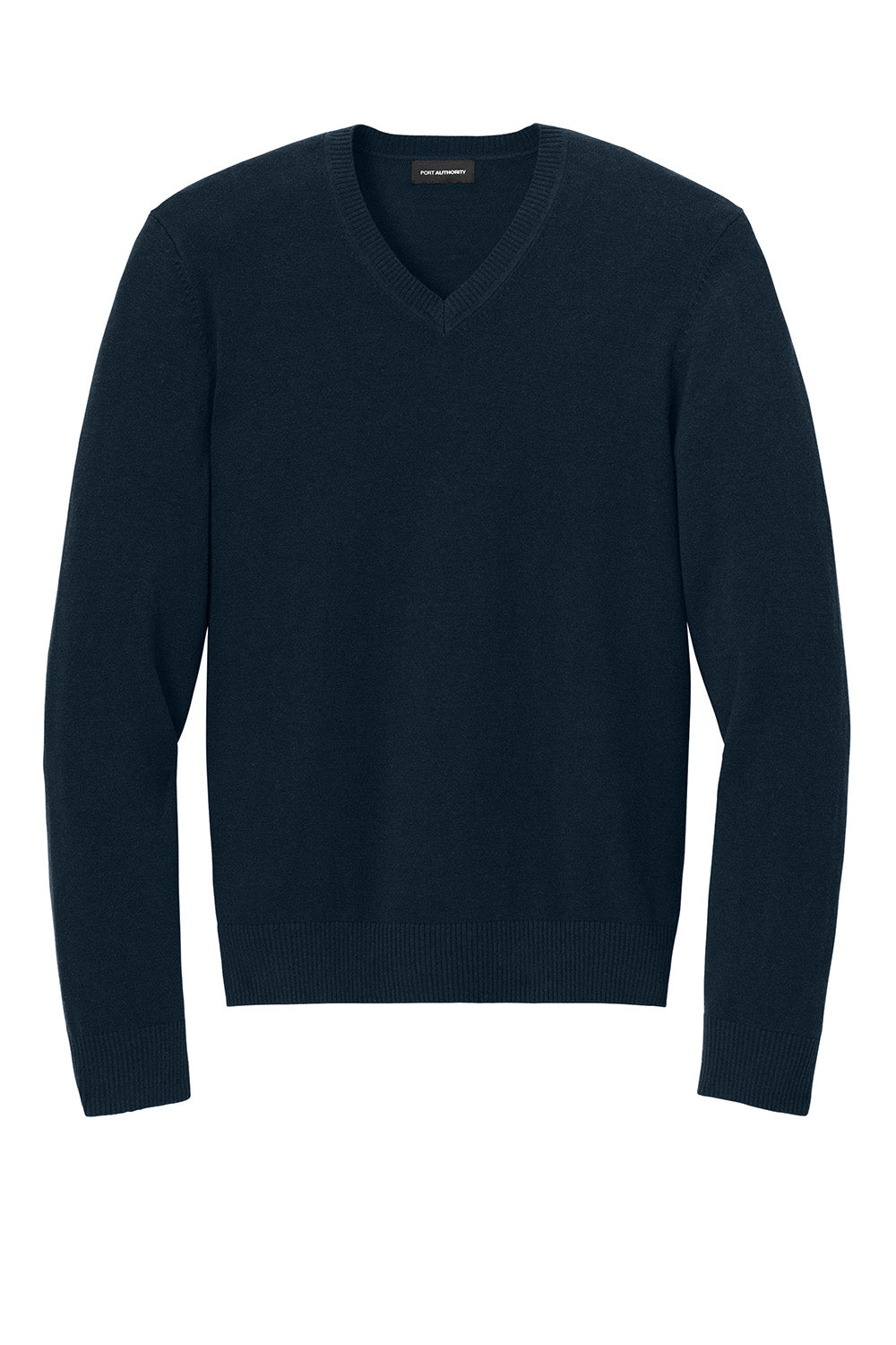 Mens Easy Care Long Sleeve V-Neck Sweater - River Navy Blue