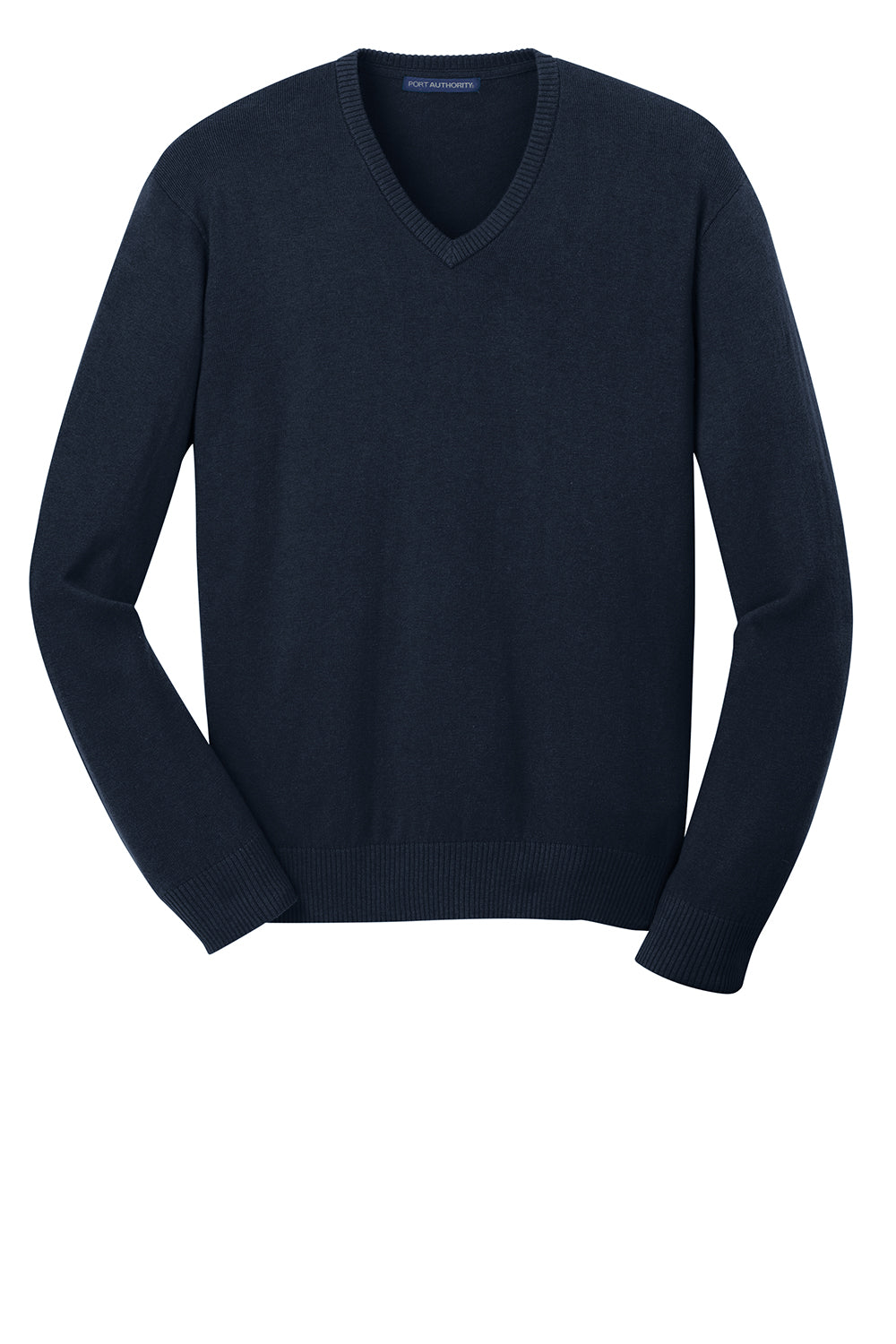 Mens Long Sleeve V-Neck Sweater - Navy Blue - Closeout