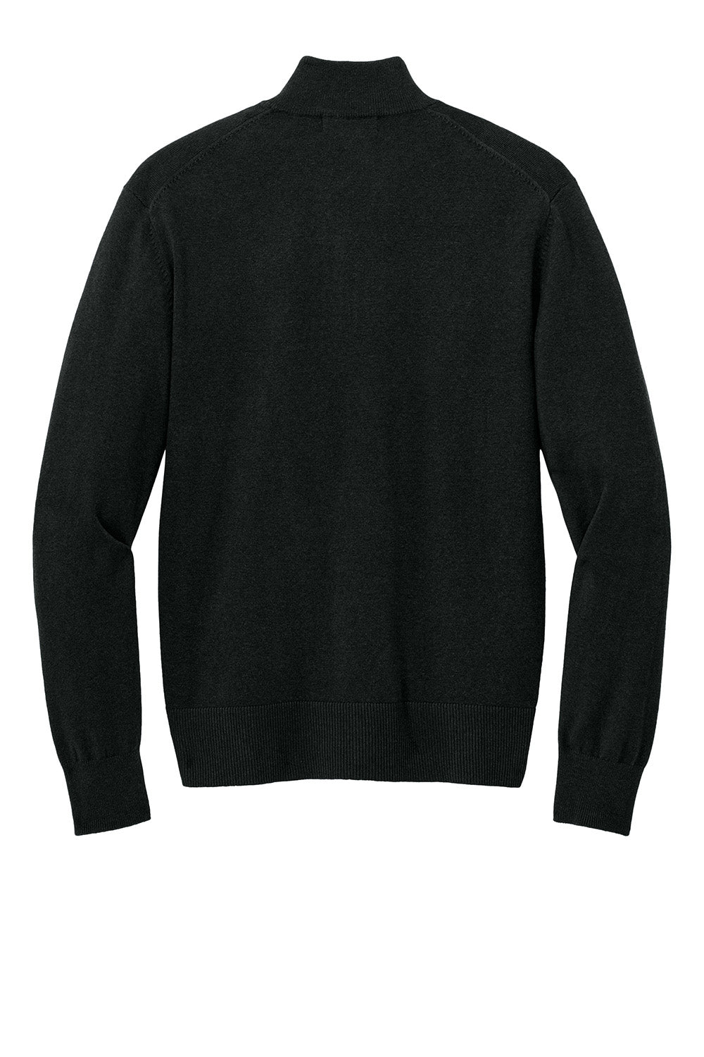 Mens Easy Care Long Sleeve 1/4 Zip Sweater - Deep Black