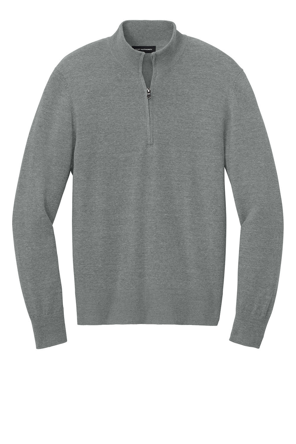 Mens Easy Care Long Sleeve 1/4 Zip Sweater - Heather Medium Grey