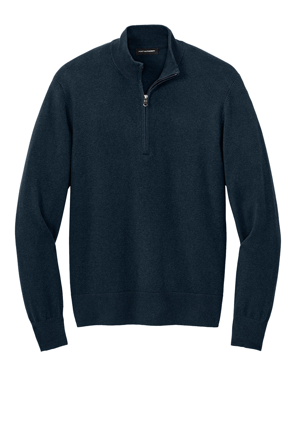 Mens Easy Care Long Sleeve 1/4 Zip Sweater - River Navy Blue
