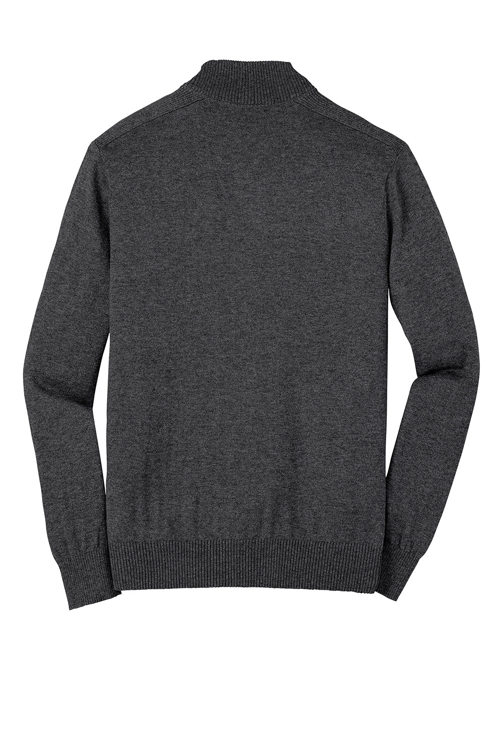 Mens Long Sleeve 1/4 Zip Sweater - Heather Charcoal Grey - Closeout