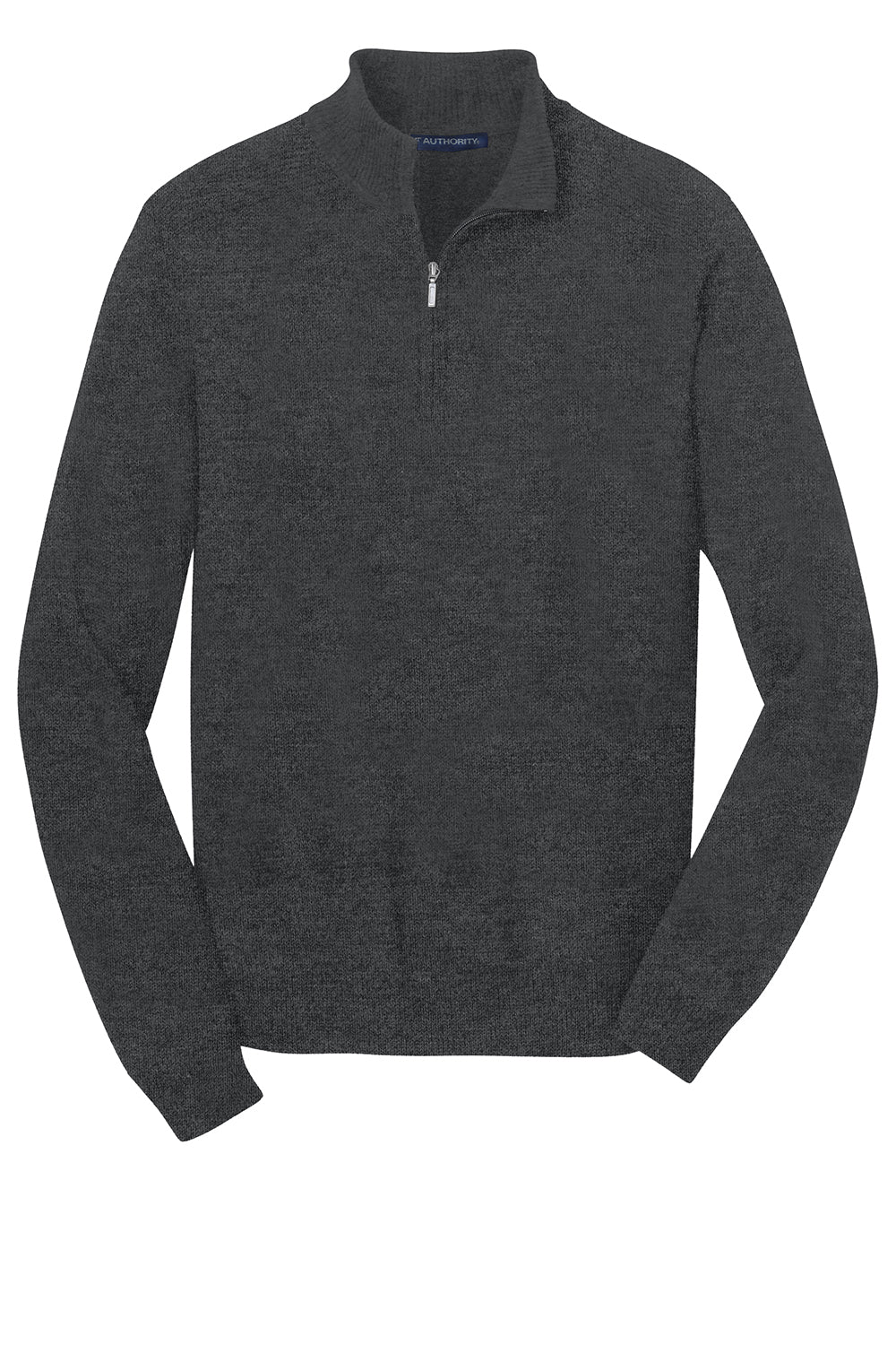 Mens Long Sleeve 1/4 Zip Sweater - Heather Charcoal Grey - Closeout