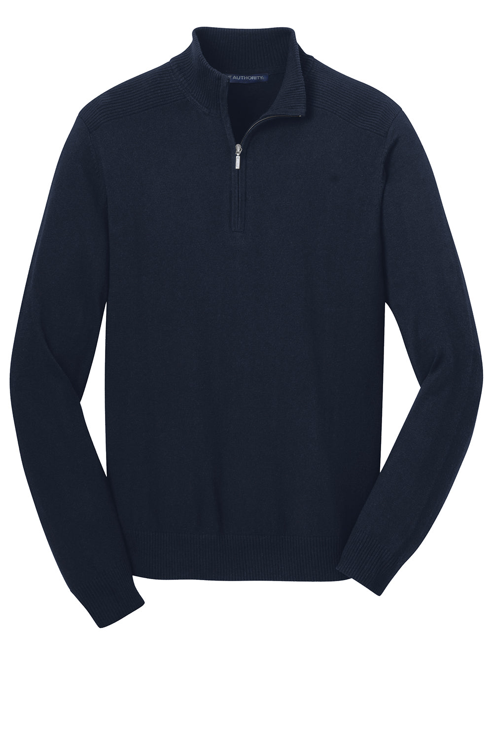 Mens Long Sleeve 1/4 Zip Sweater - Navy Blue - Closeout