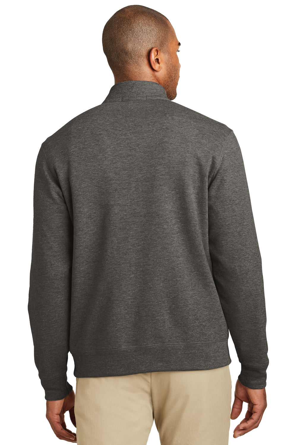 Mens 1/4 Zip Long Sleeve Sweater - Heather Charcoal Grey
