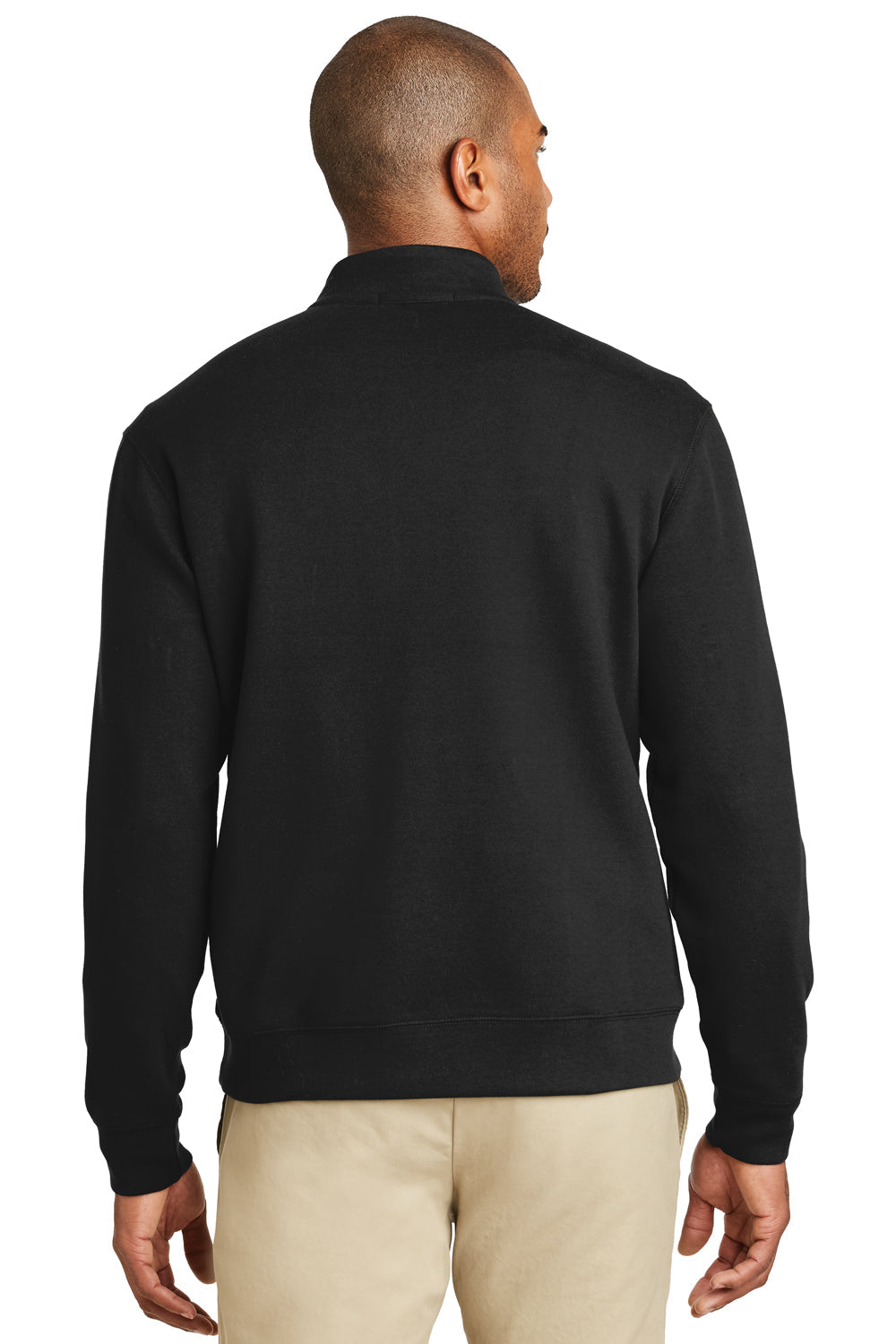 Mens 1/4 Zip Long Sleeve Sweater - Deep Black