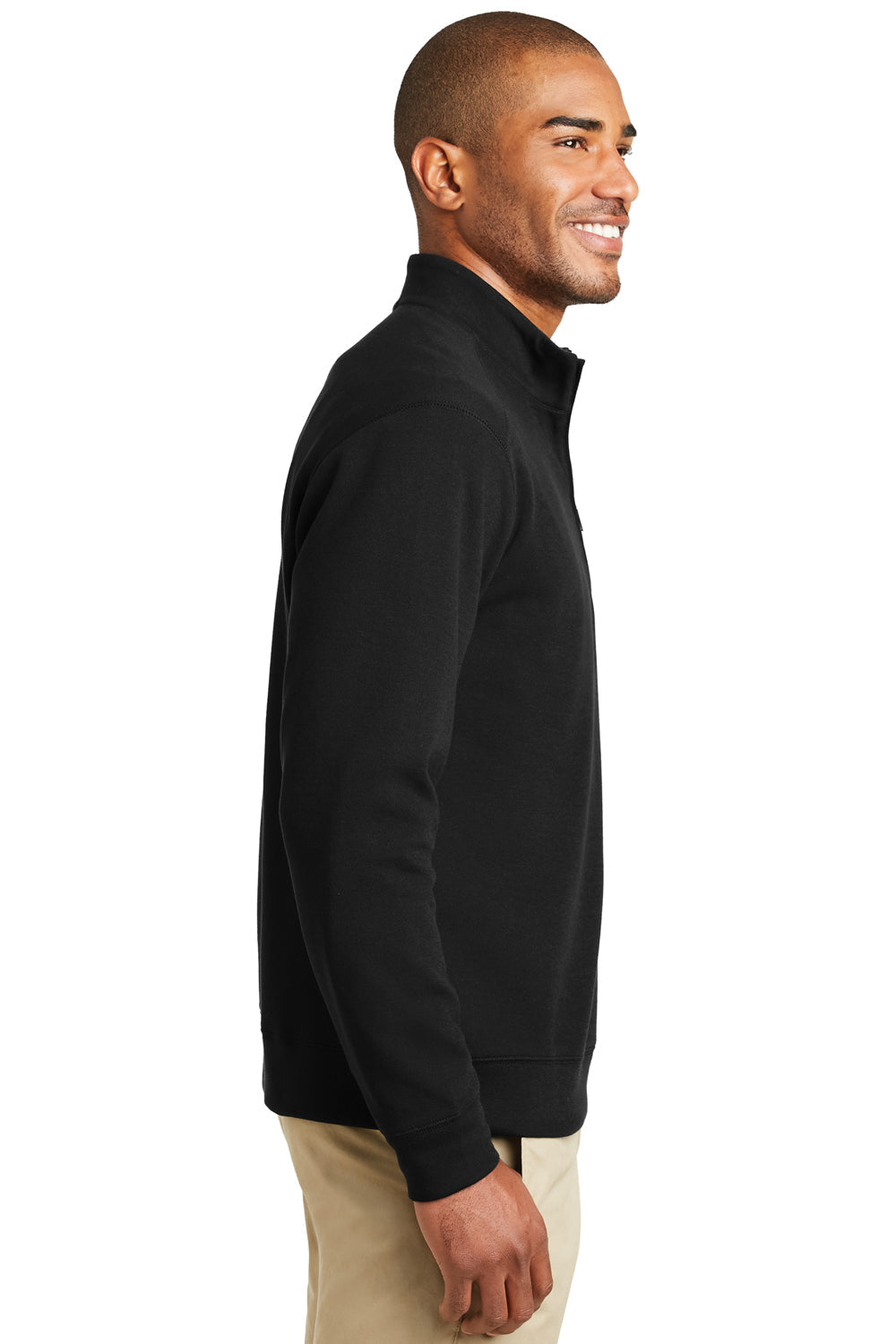 Mens 1/4 Zip Long Sleeve Sweater - Deep Black