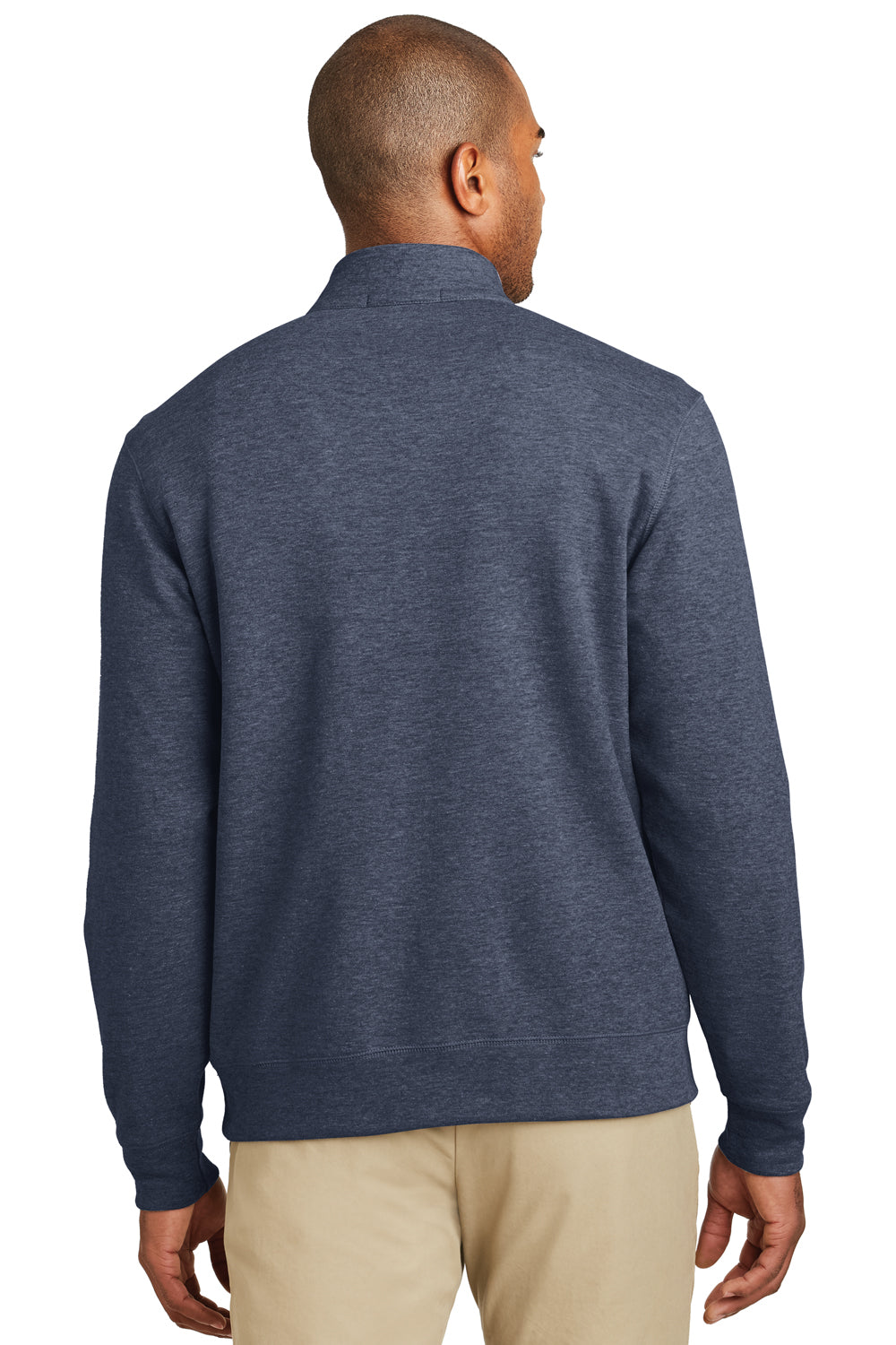 Mens 1/4 Zip Long Sleeve Sweater - Heather Estate Blue