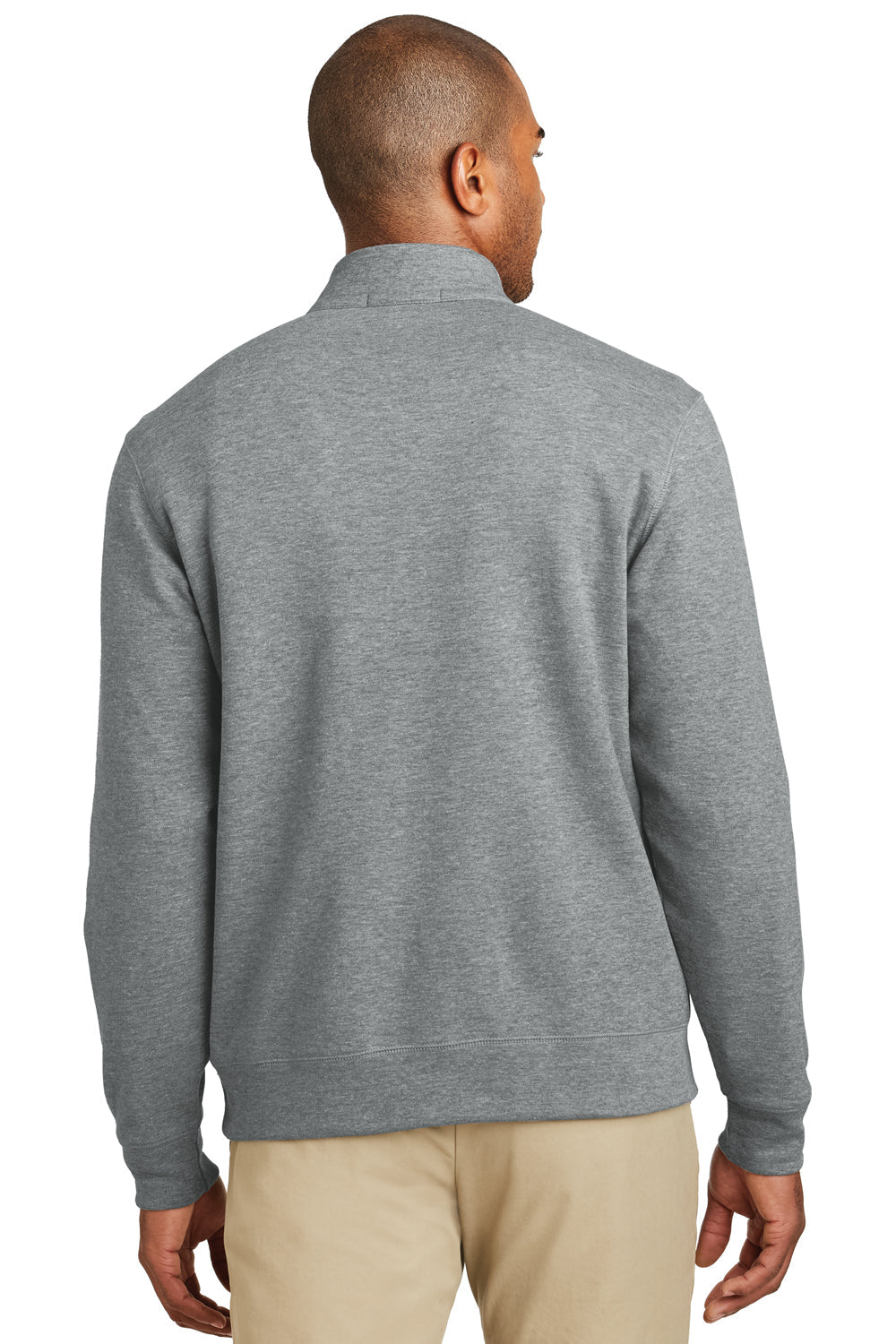 Mens 1/4 Zip Long Sleeve Sweater - Heather Medium Grey