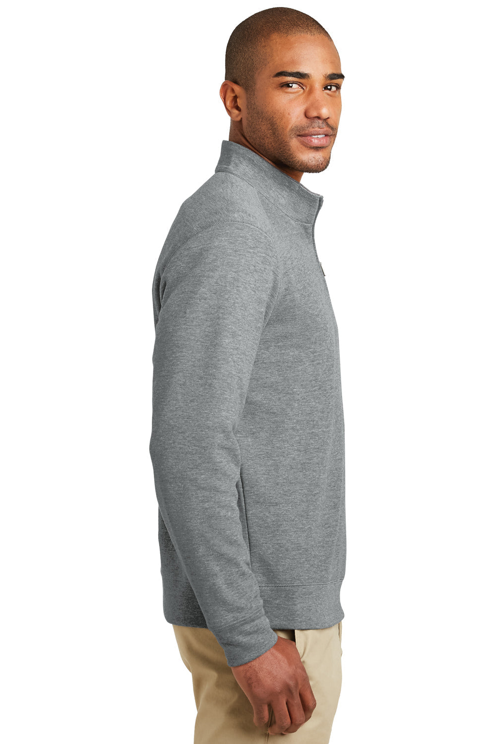Mens 1/4 Zip Long Sleeve Sweater - Heather Medium Grey