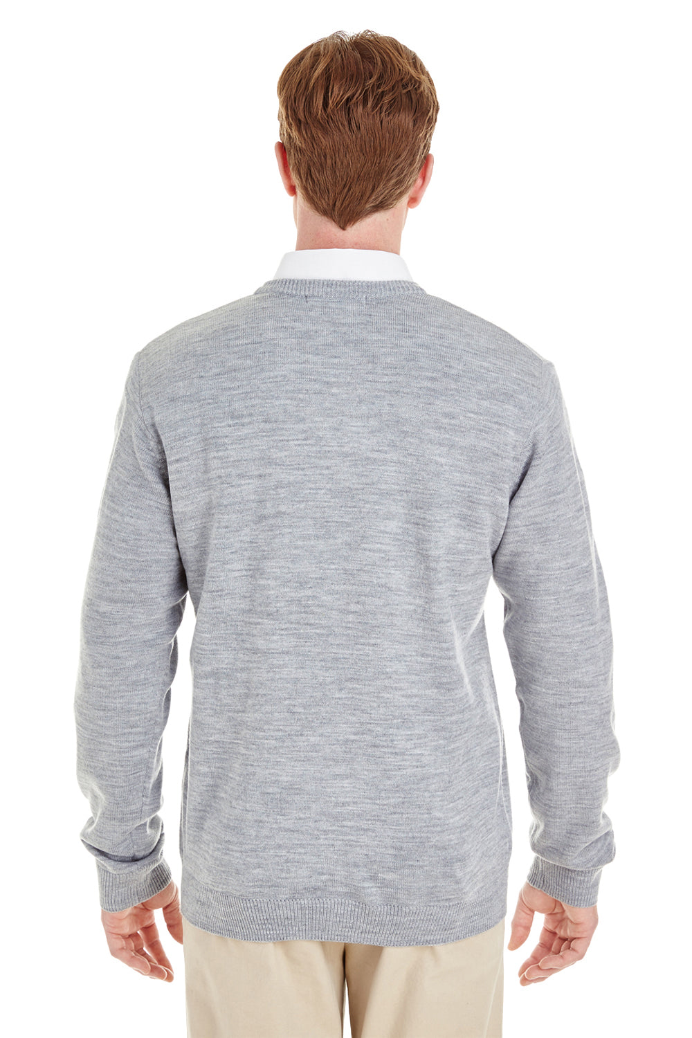 Mens Pilbloc Pill Resistant V-Neck Long Sleeve Sweater - Heather Grey