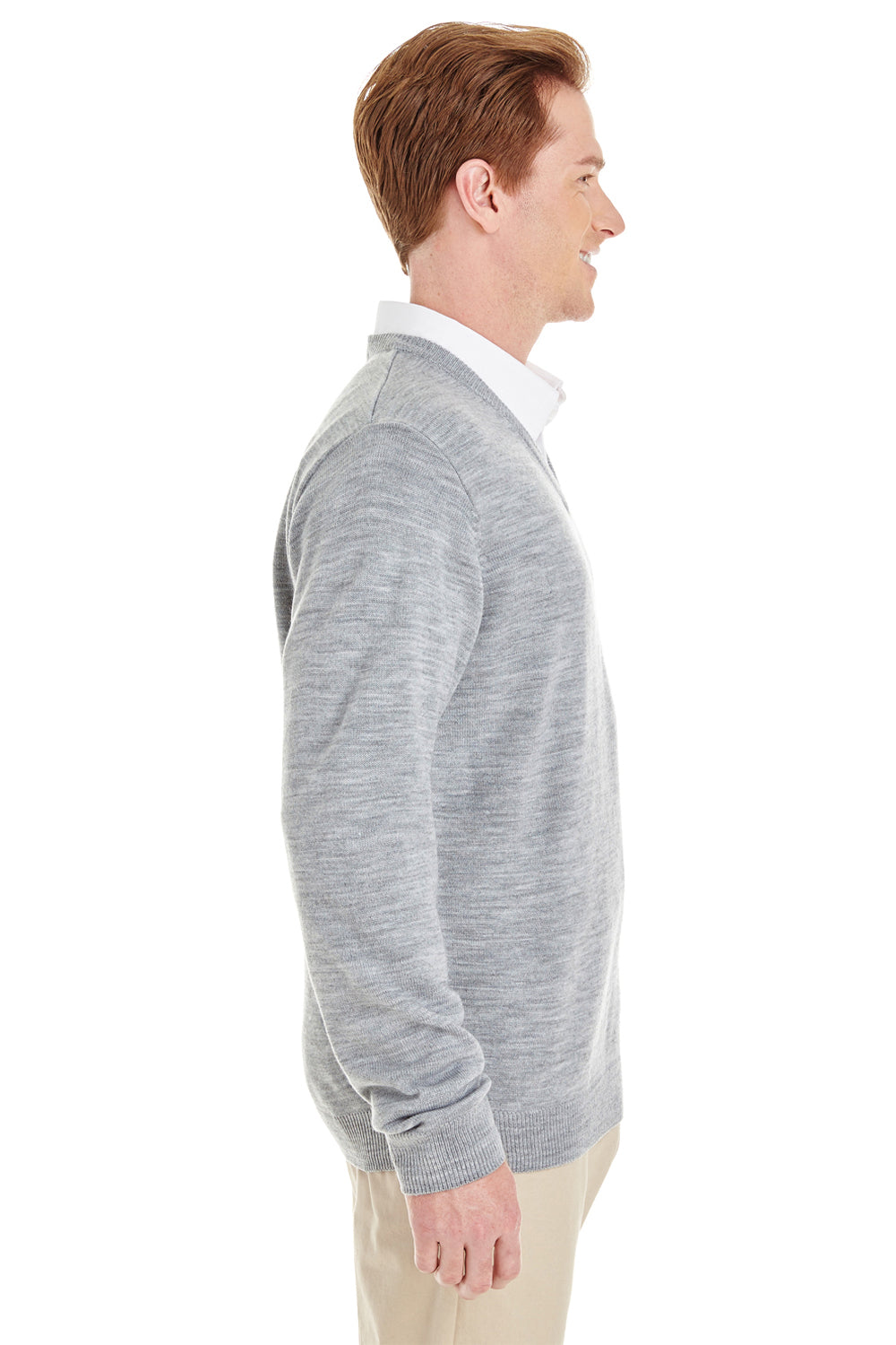Mens Pilbloc Pill Resistant V-Neck Long Sleeve Sweater - Heather Grey