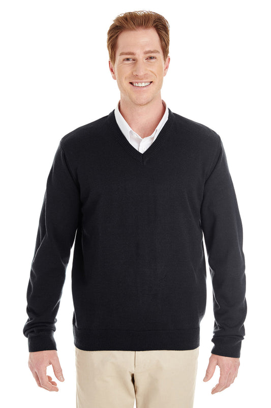 Mens Pilbloc Pill Resistant V-Neck Long Sleeve Sweater - Black
