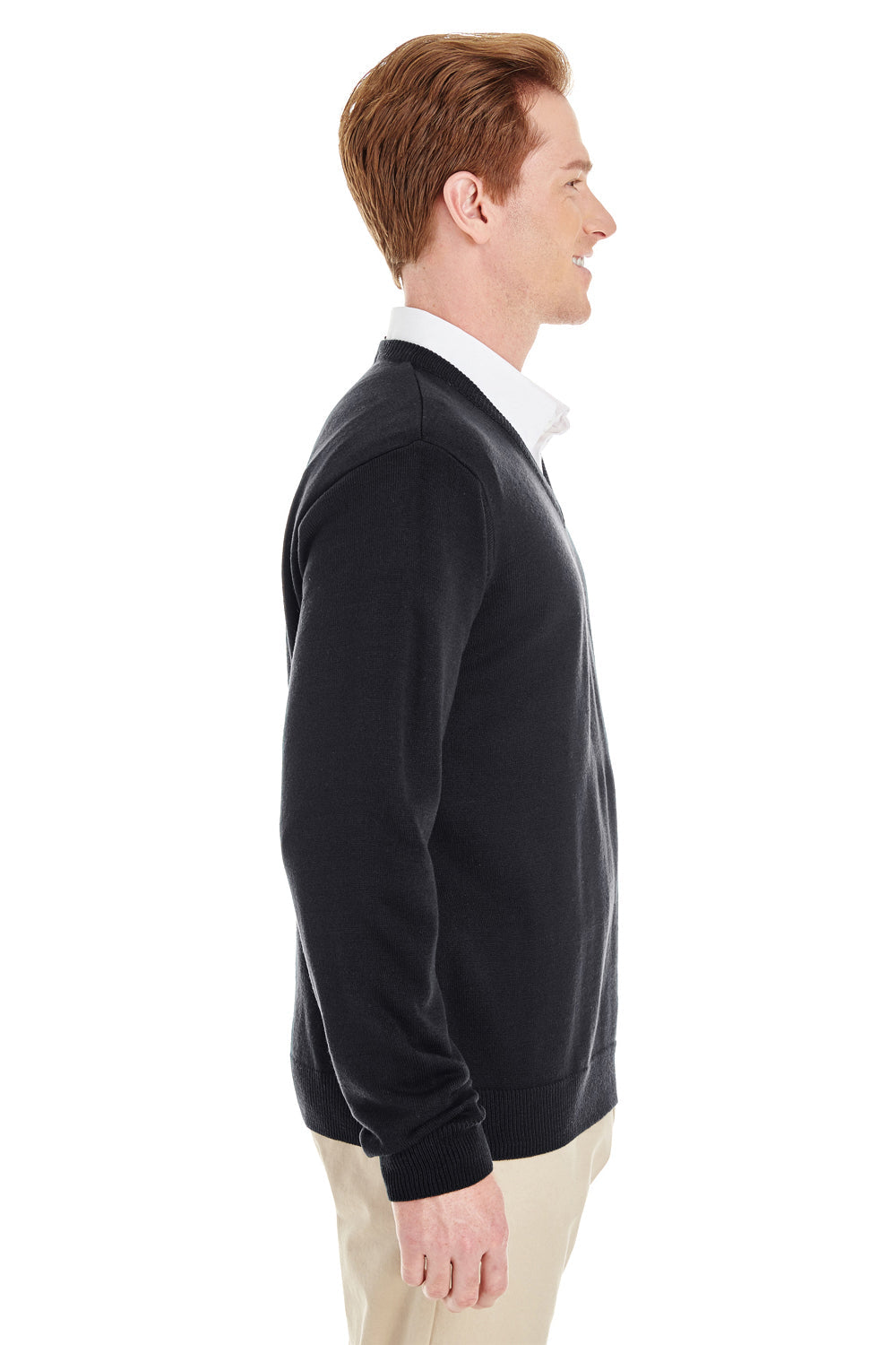 Mens Pilbloc Pill Resistant V-Neck Long Sleeve Sweater - Black