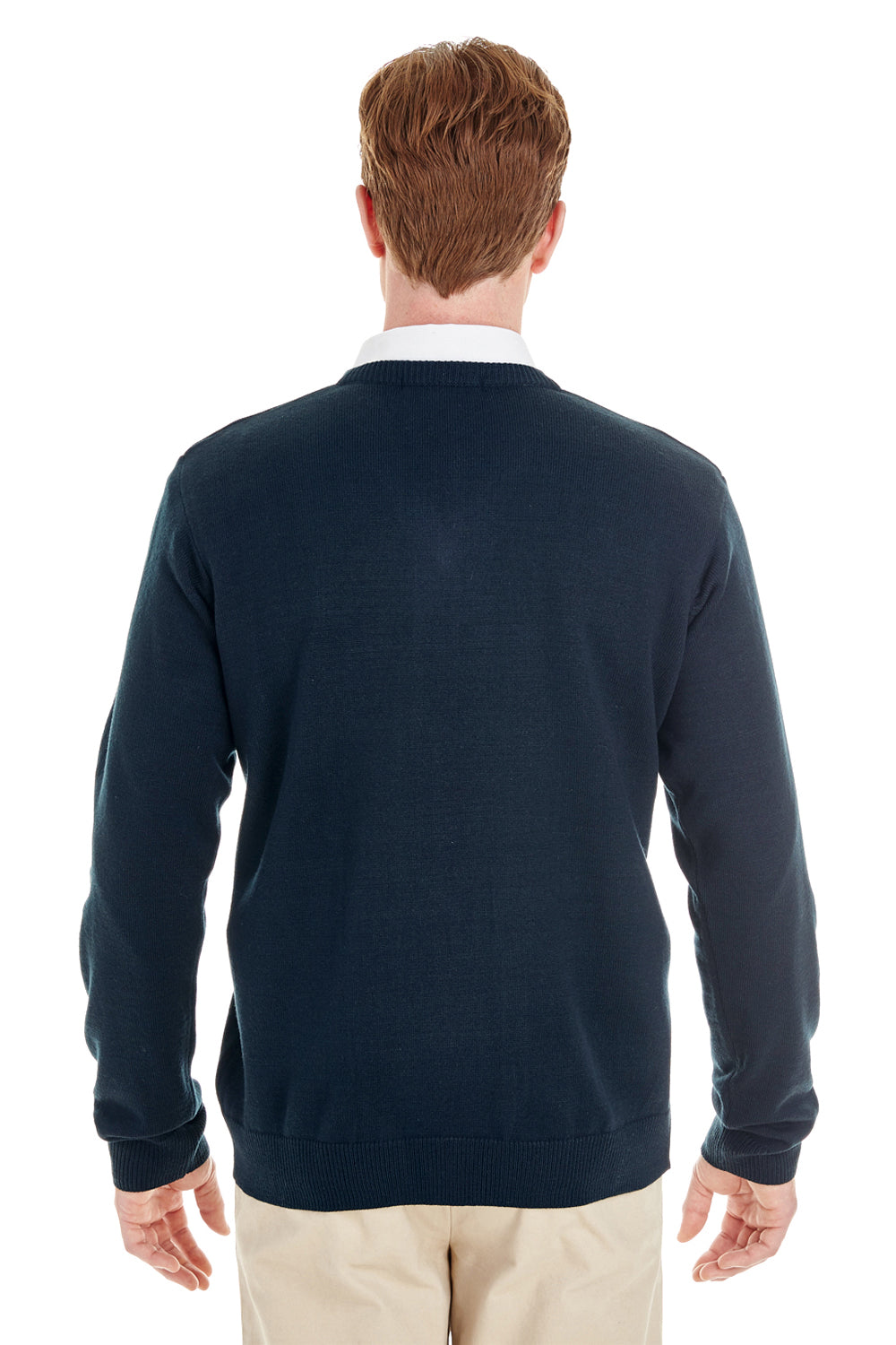 Mens Pilbloc Pill Resistant V-Neck Long Sleeve Sweater - Dark Navy Blue