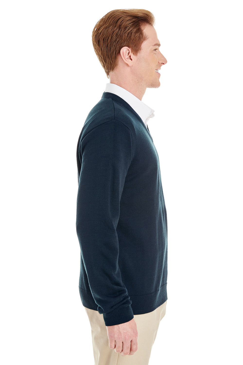 Mens Pilbloc Pill Resistant V-Neck Long Sleeve Sweater - Dark Navy Blue