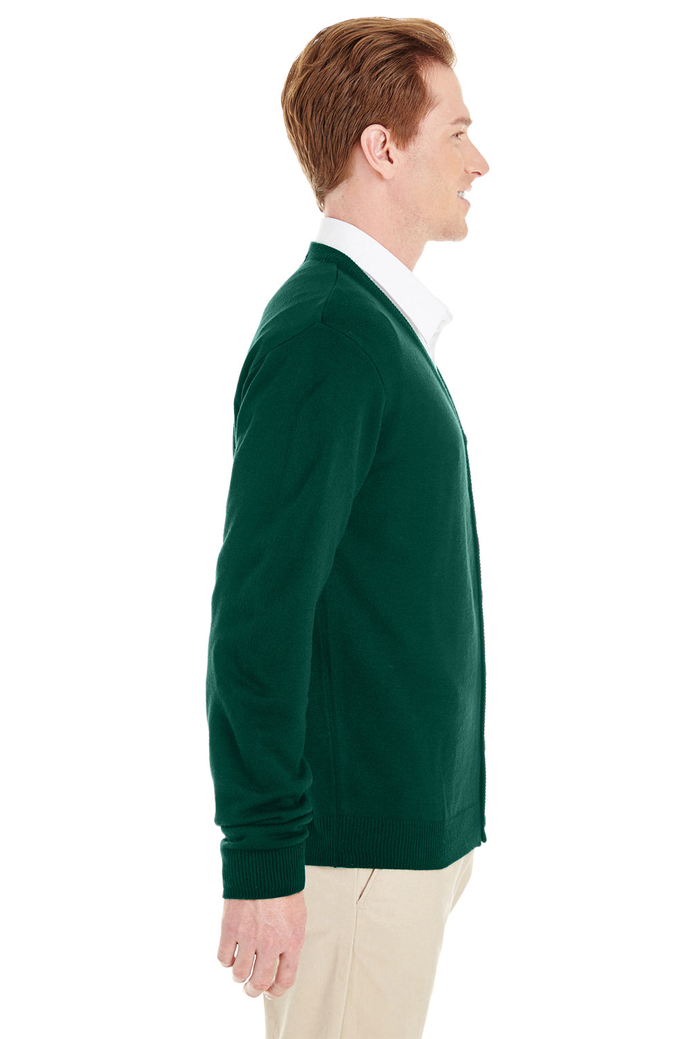 Mens Pilbloc Pill Resistant Button Down Long Sleeve Cardigan Sweater - Hunter Green
