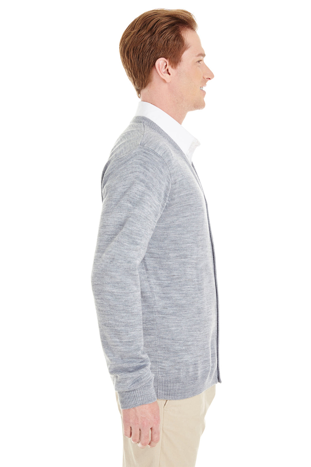 Mens Pilbloc Pill Resistant Button Down Long Sleeve Cardigan Sweater - Heather Grey