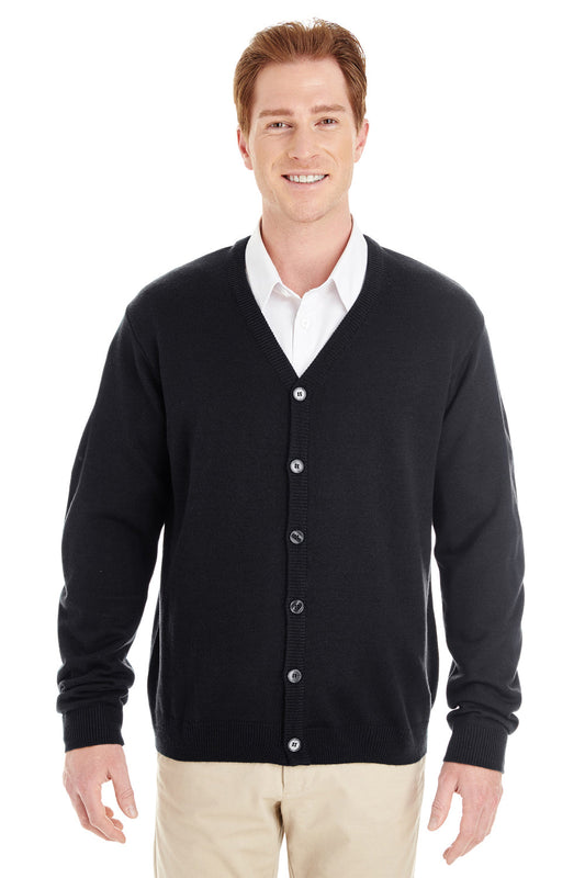 Mens Pilbloc Pill Resistant Button Down Long Sleeve Cardigan Sweater - Black