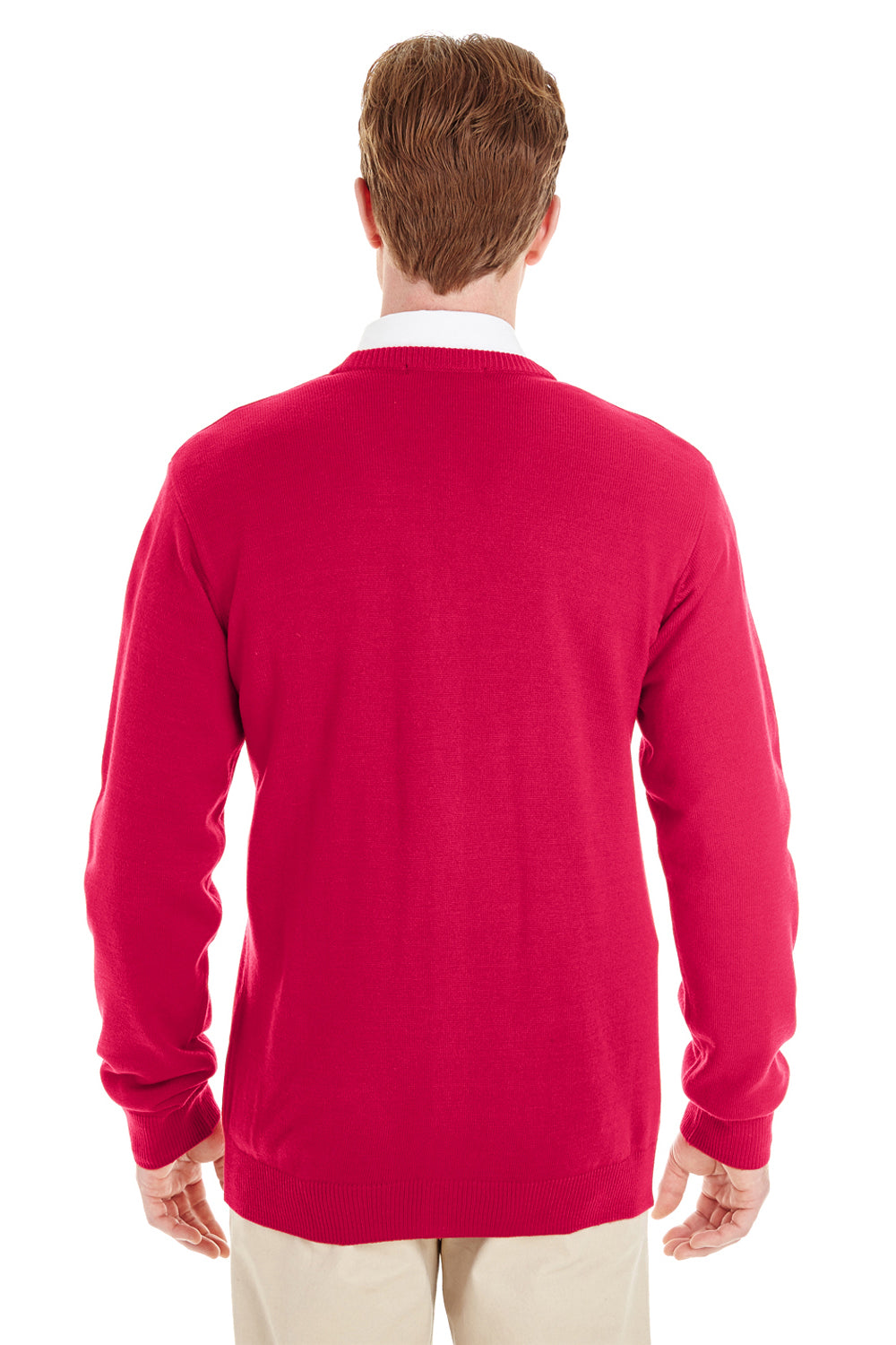 Mens Pilbloc Pill Resistant Button Down Long Sleeve Cardigan Sweater - Red