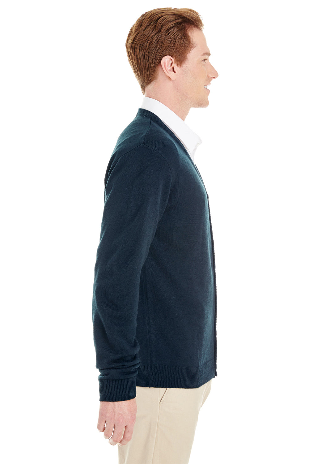 Mens Pilbloc Pill Resistant Button Down Long Sleeve Cardigan Sweater - Dark Navy Blue