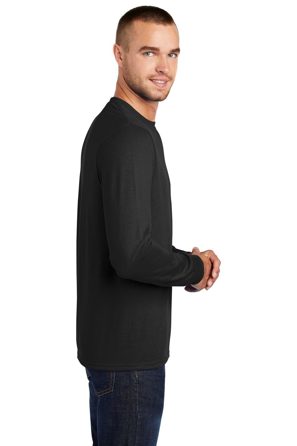 Mens Core Long Sleeve Crewneck T-Shirt - Jet Black