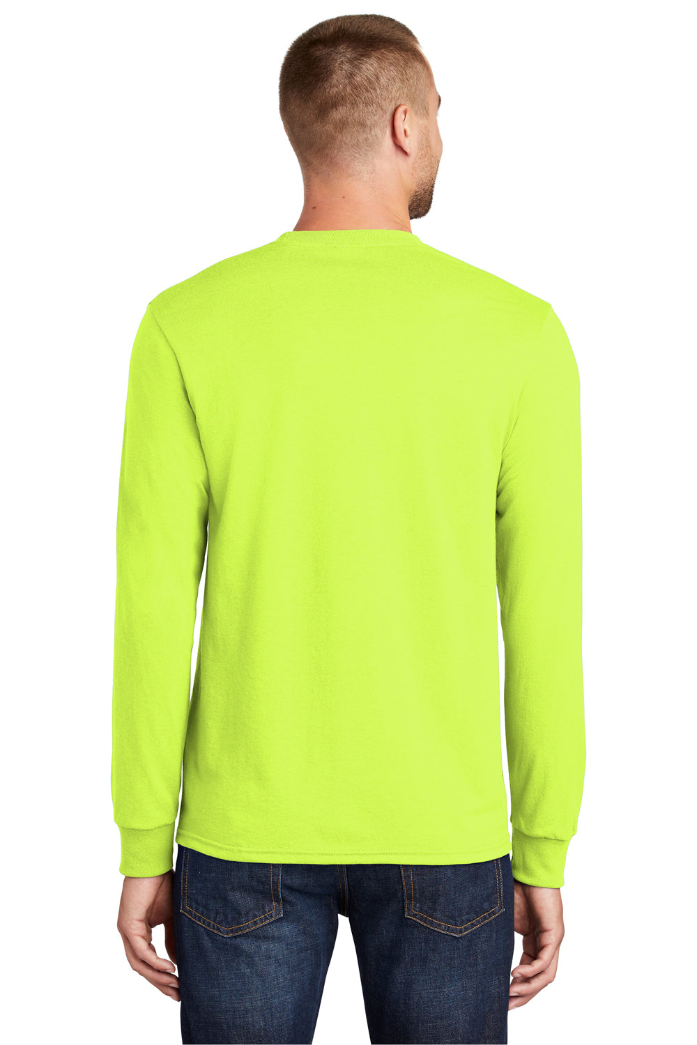 Mens Core Long Sleeve Crewneck T-Shirt - Safety Green