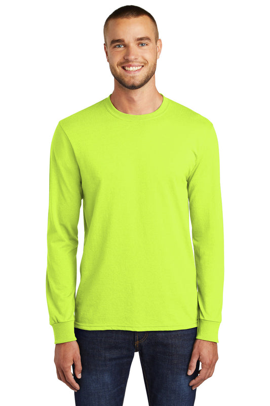 Mens Core Long Sleeve Crewneck T-Shirt - Safety Green