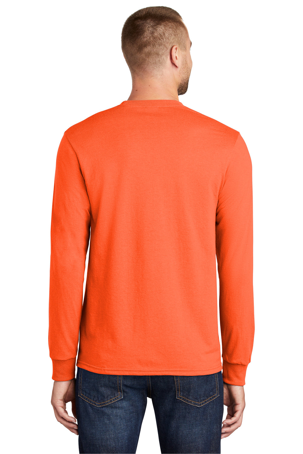 Mens Core Long Sleeve Crewneck T-Shirt - Safety Orange