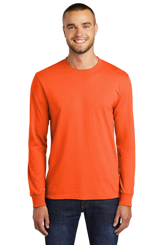 Mens Core Long Sleeve Crewneck T-Shirt - Safety Orange