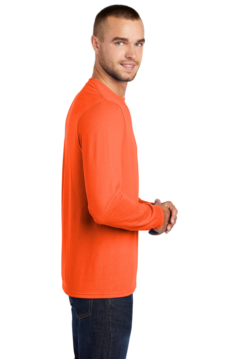 Mens Core Long Sleeve Crewneck T-Shirt - Safety Orange